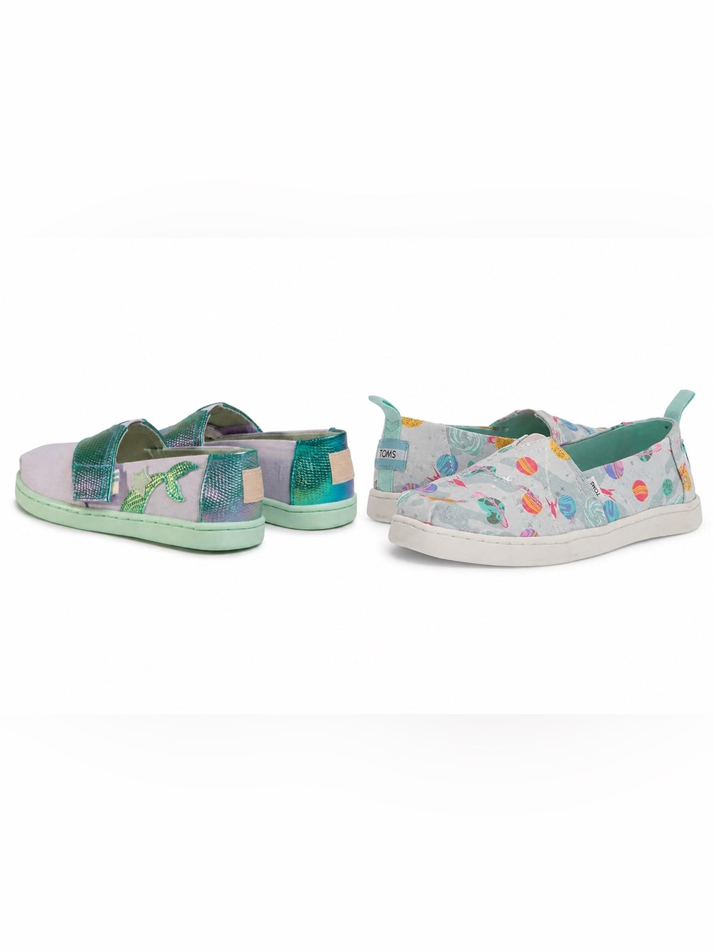 TOMS Toddler Shoe Bundle Mermaid & Space Print Slip-On Shoes Size 7